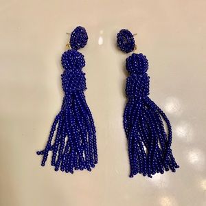 Navy tassel Bauble bar earrings